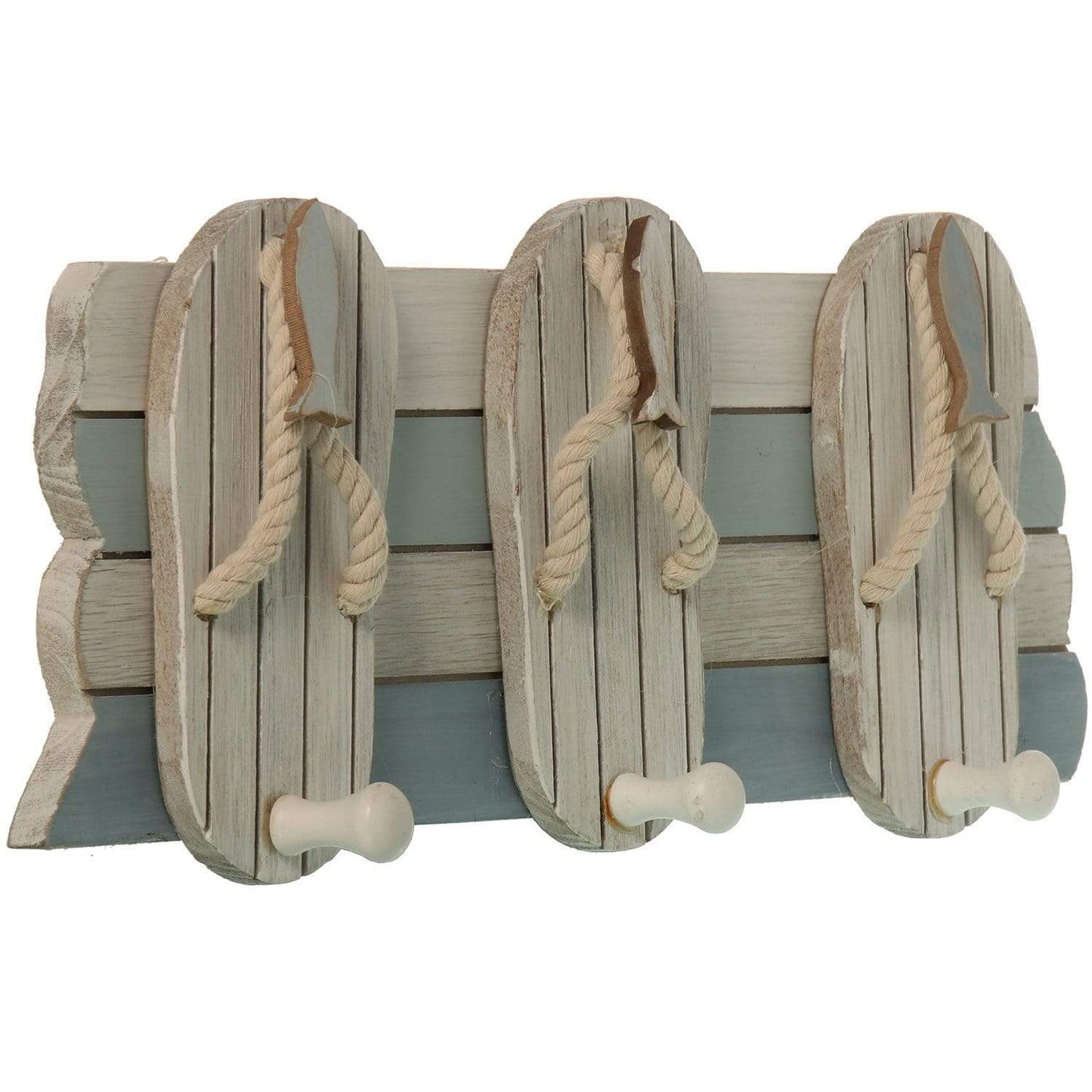Ischia appendiabiti 3 ganci con Sandali da spiaggia con Pesci in legno 40x15,5x6cm - Dolci pensieri gift