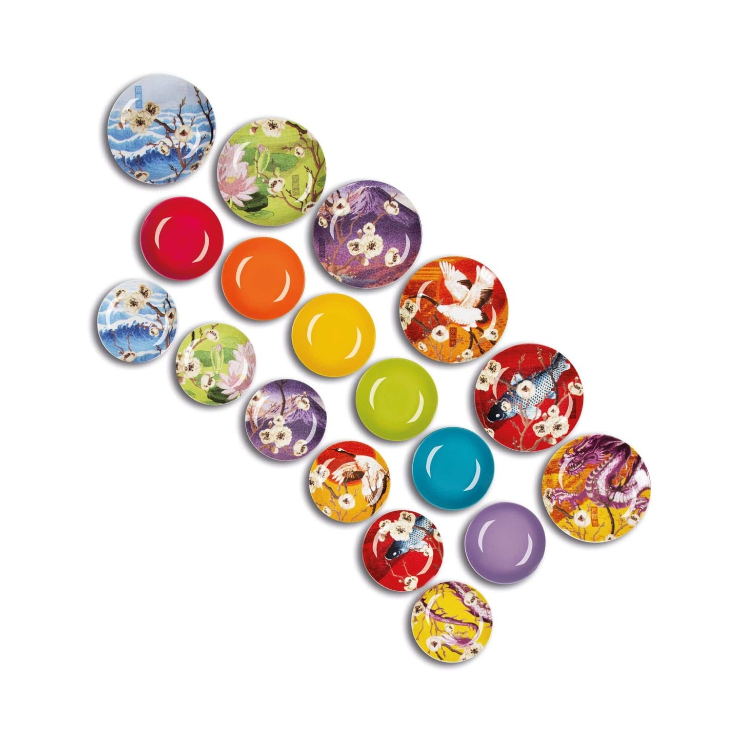 Kyoto Servizio Piatti 18 Pezzi, Porcellana e Ceramica, Multicolore 6 persone - Dolci pensieri gift