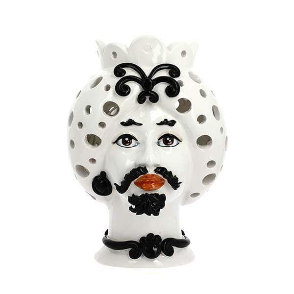 LAMPADA TESTA DI MORO UOMO DECORATA CERAMICA CALTAGIRONE RED. 21X28 - Dolci pensieri gift