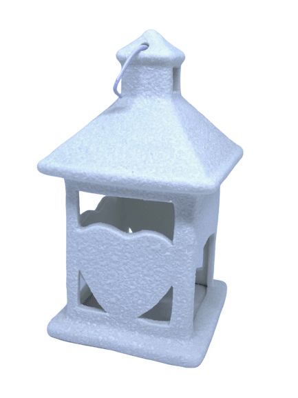 Lanterna portacandela con cuore porta candela in ceramica BIANCA porosa - Dolci pensieri gift