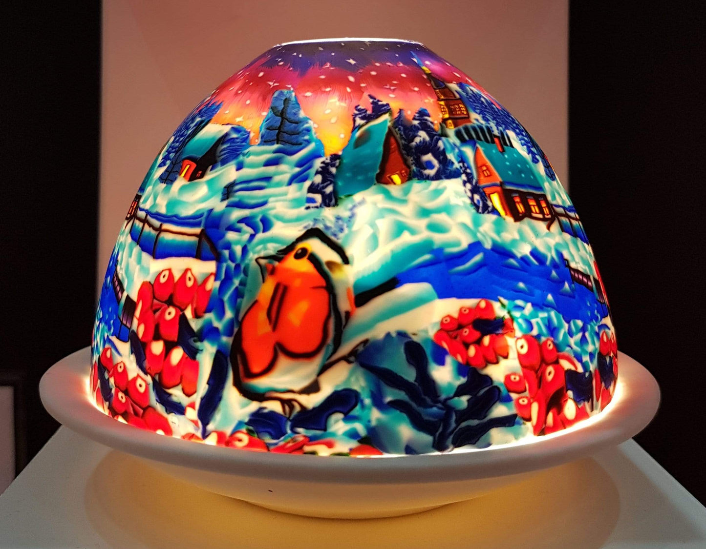 Lanterna portacandela starlight con rilievi porta candela villaggio invernale - Dolci pensieri gift