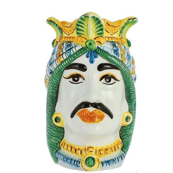 NICARE′ TESTA DI MORO RE UOMO ARABO COLORATA CERAMICA CALTAGIRONE D. 17X25 - Dolci pensieri gift