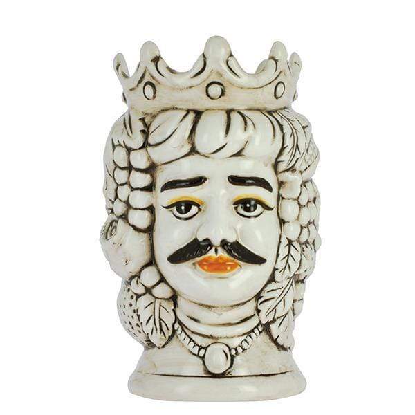 NICARè TESTA DI MORO RE UOMO FRUTTA BIANCA DECORATA CERAMICA CALTAGIRONE D. 18X28 - Dolci pensieri gift