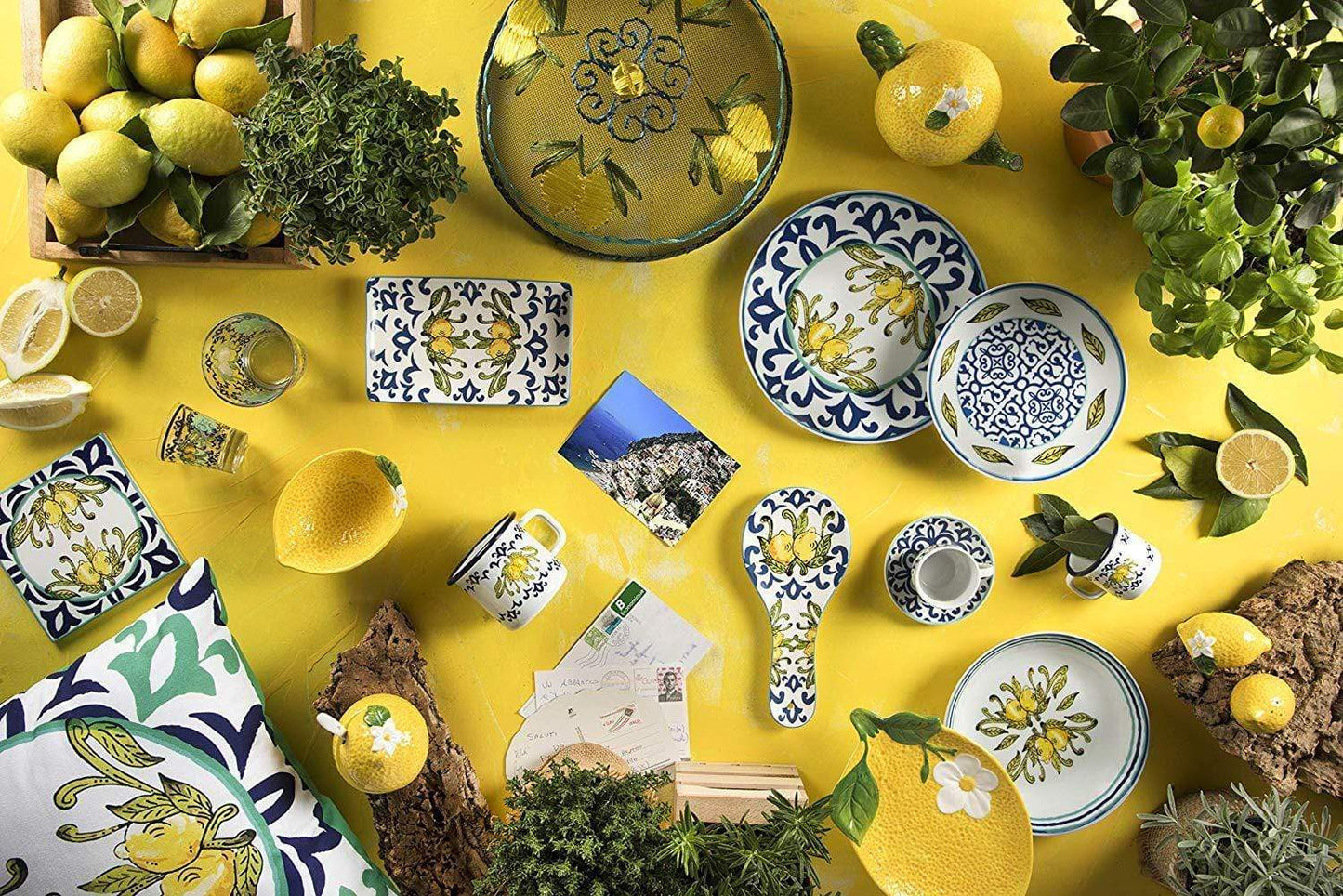 Oliera in Vetro con beccuccio dosatore decorazione limoni Amalfi - Dolci pensieri gift