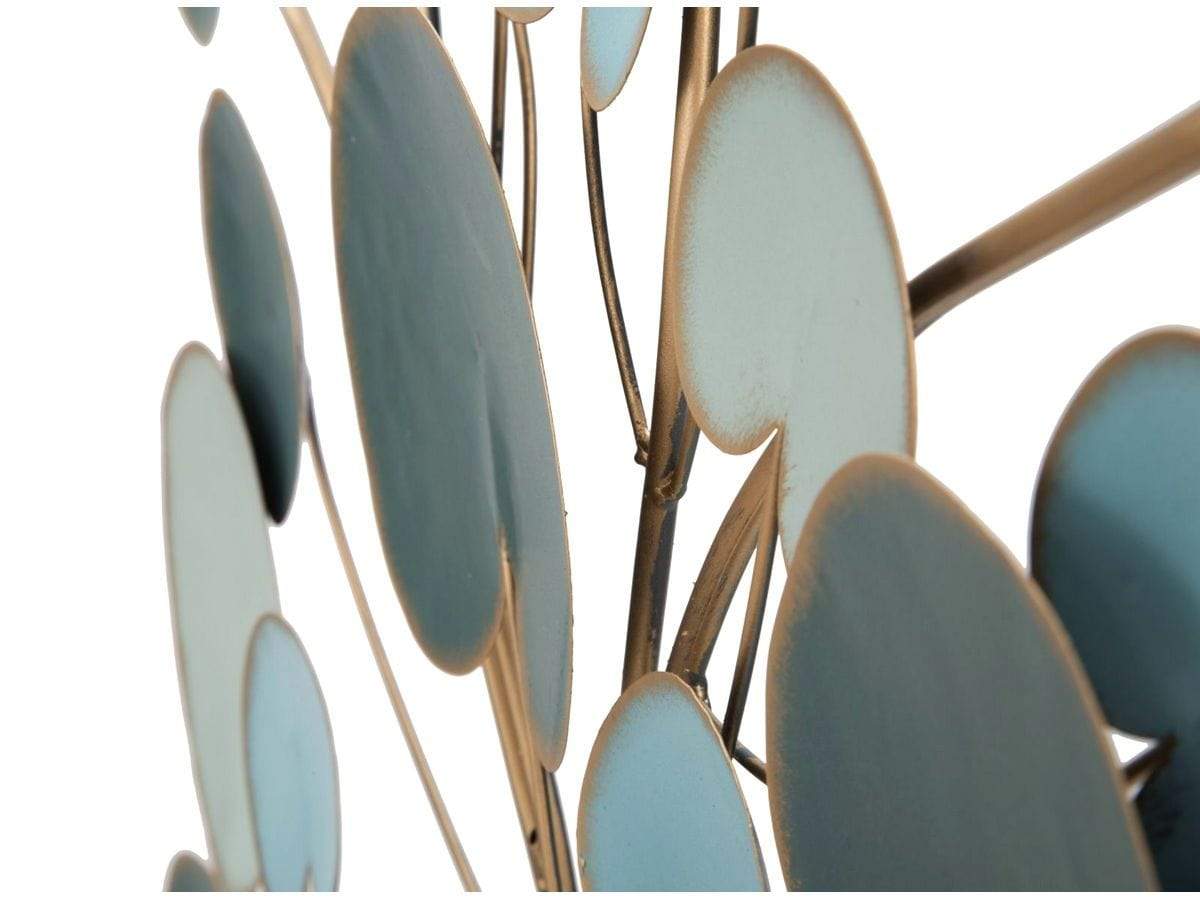 Pannello in ferro con foglie azzurro blu cobalto tiffany 72 x 90 cm - Dolci pensieri gift