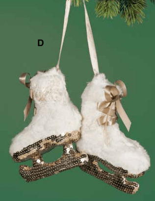 Pattini pattinaggio sul ghiaccio scarpe in tessuto bianco e oro set 2 paia - Dolci pensieri gift