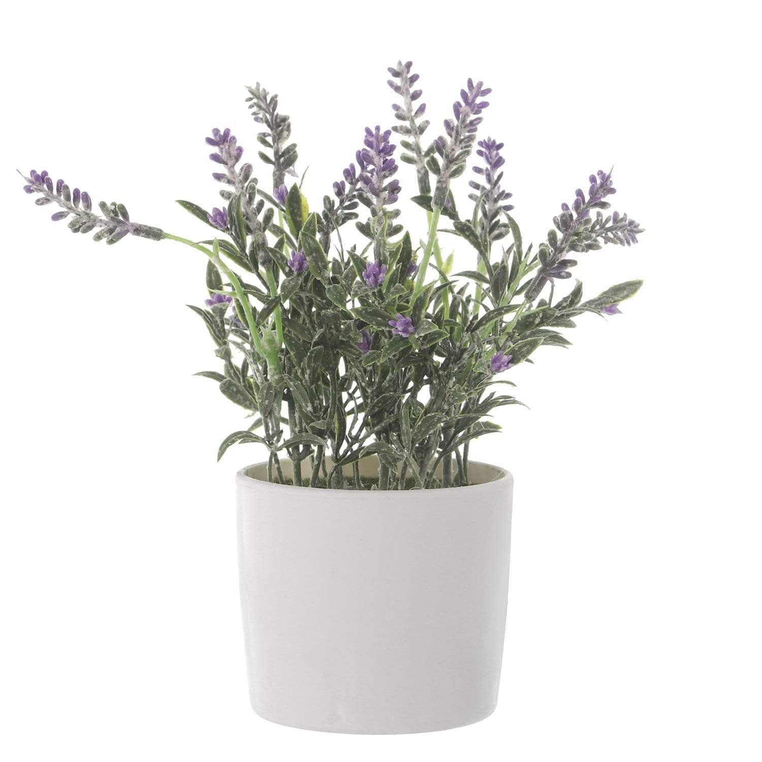 Piantina artificiale lavanda con vaso in melamina bianca 20 cm - Dolci pensieri gift