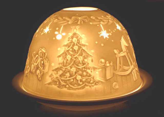 Porta candela in vetro con base in ceramica ALBERO DI NATALE E REGALI - Dolci pensieri gift