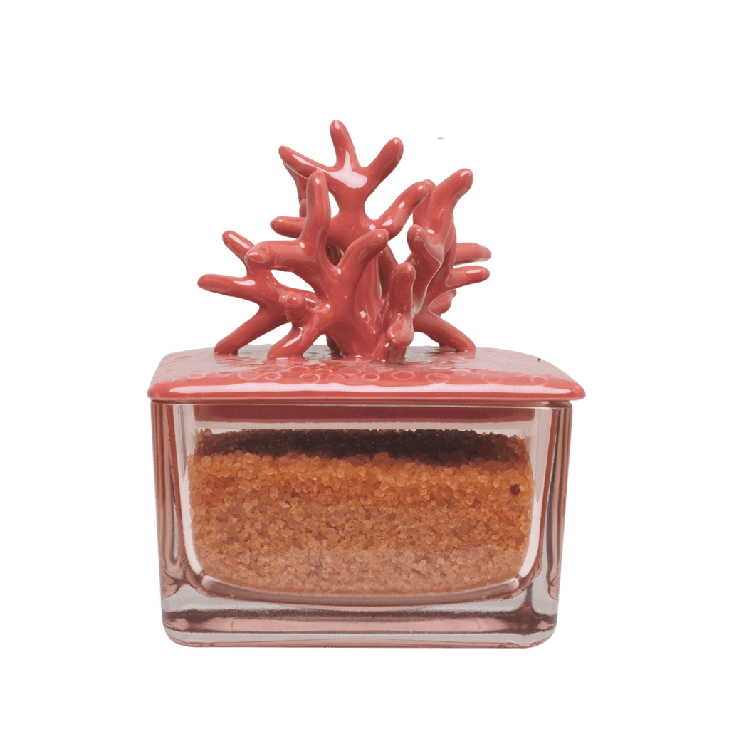 Set bagno porta sali riccio caprese ceramica di capodimonte 15 x 8 cm rosa - Dolci pensieri gift