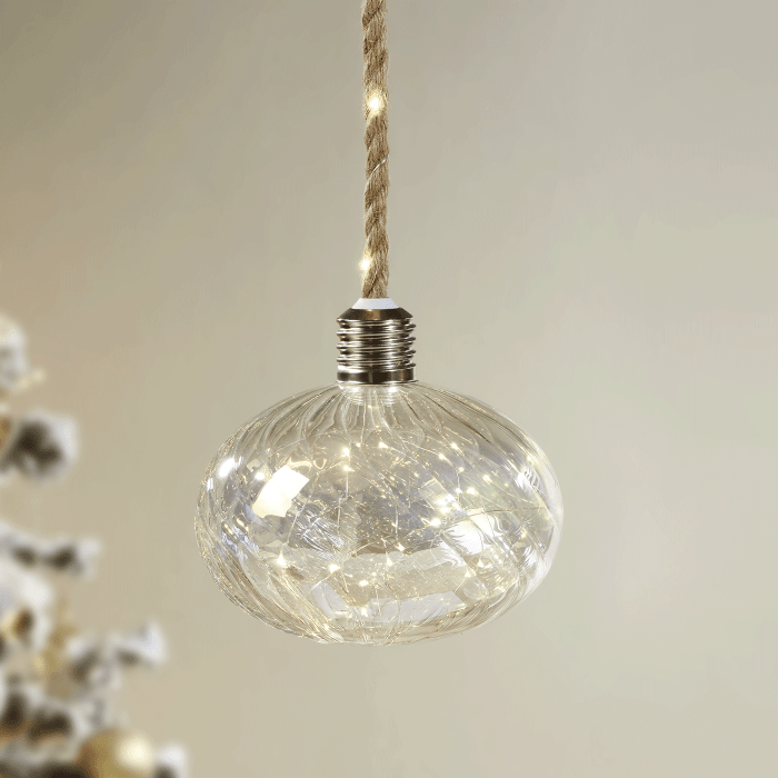 Sfera con batterie ovale led e corda decorazione casa 18 cm diametro - Dolci pensieri gift