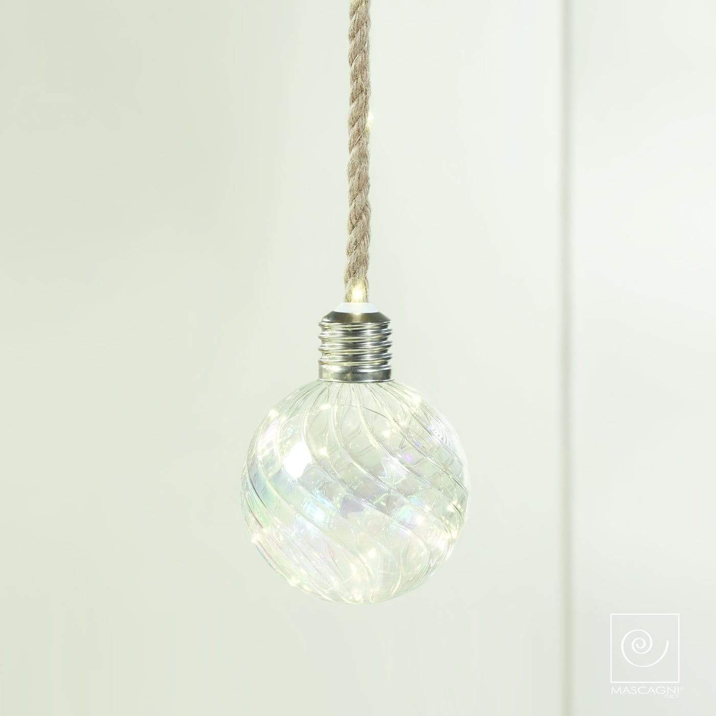 Sfera con led e corda decorazione natalizia con luci 12 cm in vetro - Dolci pensieri gift