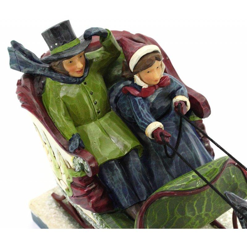 Slitta con coppia e cavallo 33x13 cm Jim shore idea natalizia - Dolci pensieri gift