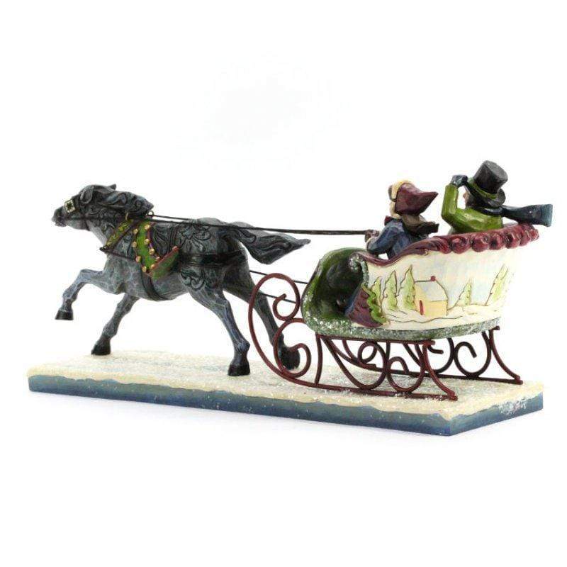 Slitta con coppia e cavallo 33x13 cm Jim shore idea natalizia - Dolci pensieri gift