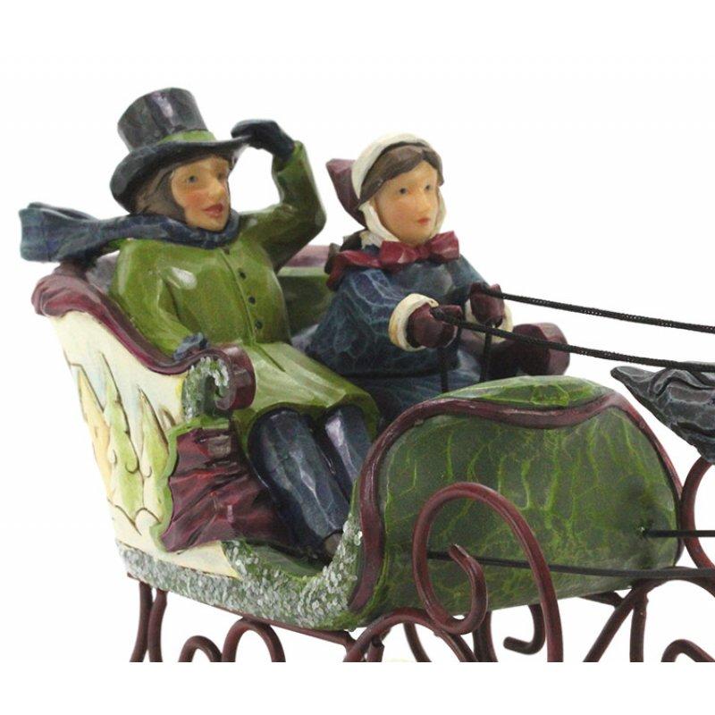 Slitta con coppia e cavallo 33x13 cm Jim shore idea natalizia - Dolci pensieri gift