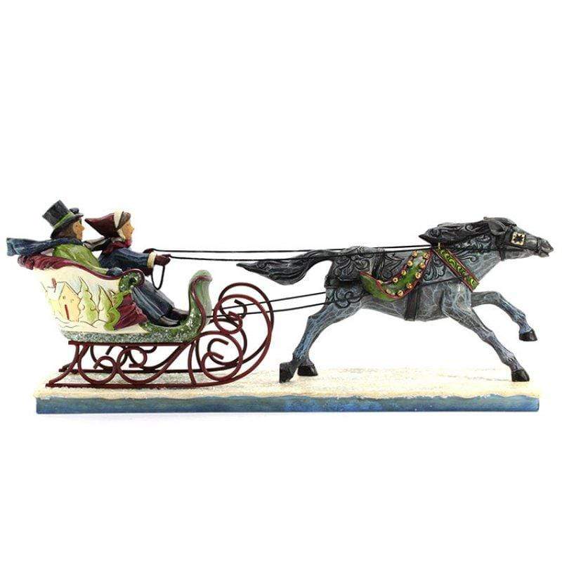 Slitta con coppia e cavallo 33x13 cm Jim shore idea natalizia - Dolci pensieri gift