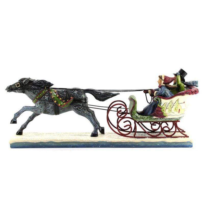 Slitta con coppia e cavallo 33x13 cm Jim shore idea natalizia - Dolci pensieri gift