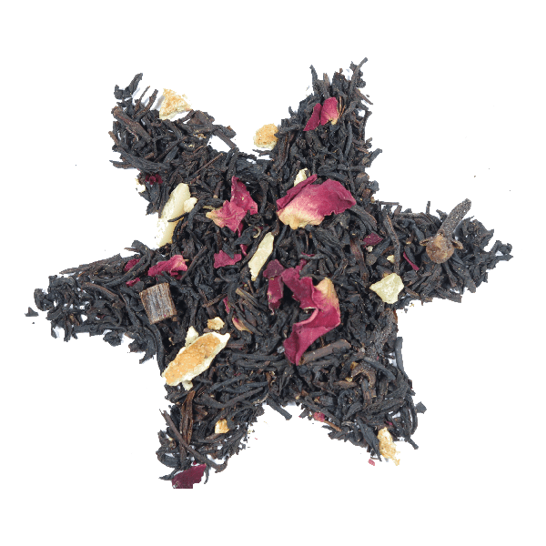Te di Natale miscela con petali di rosa mandorle ceylon tisane infusi confezione 100gr latta aviatore - Dolci pensieri gift