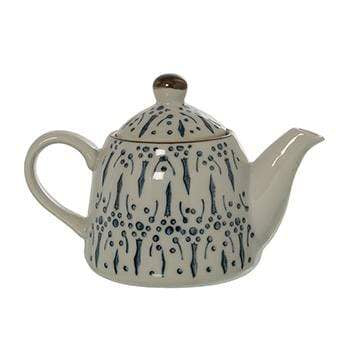 Teiera Giapponese in ceramica con manico in porcellana fantasia loti blu - Dolci pensieri gift