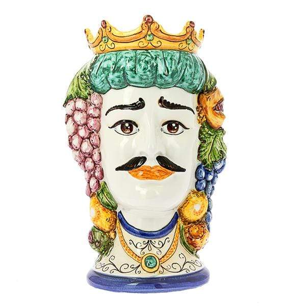 TESTA DI MORO RE DECORO FICO D'INDIA CERAMICA CALTAGIRONE D. 25X35 - Dolci pensieri gift
