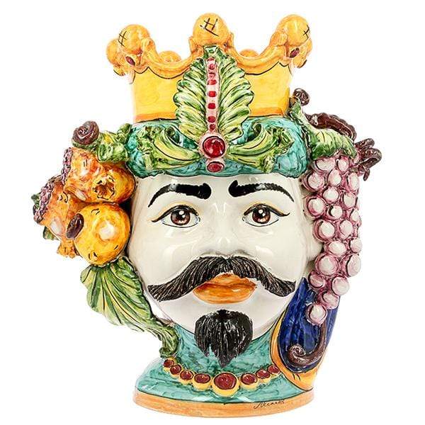 TESTA DI MORO RE LUSSO DECORO FRUTTA CERAMICA CALTAGIRONE D. 30X45 - Dolci pensieri gift