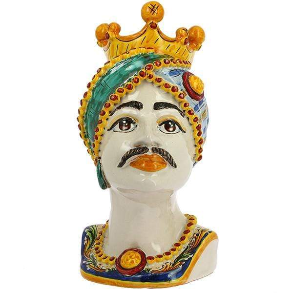 TESTA DI MORO RE LUSSO MEZZO BUSTO DECORATO CERAMICA CALTAGIRONED. 20X36 - Dolci pensieri gift