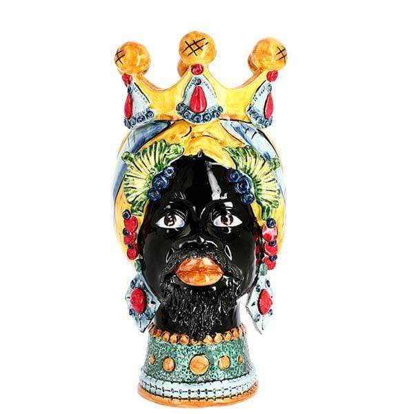 TESTA DI MORO RE MASAI VISO NERO DECORATA CERAMICA D. 20X40 - Dolci pensieri gift
