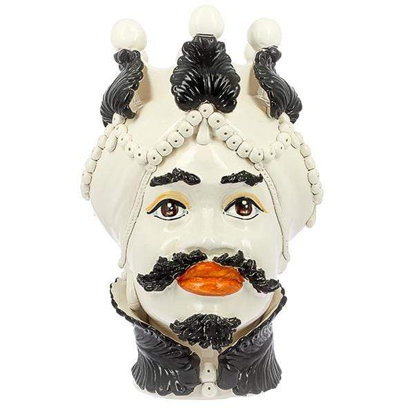 TESTA DI MORO UOMO RE AFRICANO DECORATO CERAMICA CALTAGIRONE D. 27X45 - Dolci pensieri gift