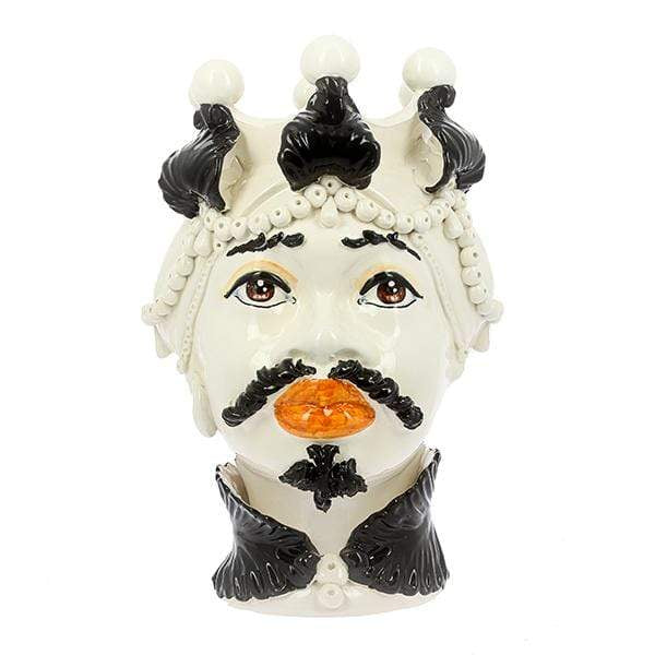 TESTA DI MORO UOMO RE AFRICANO LUSSO DECORATO CERAMICA CALTAGIRONE D. 25X35 - Dolci pensieri gift
