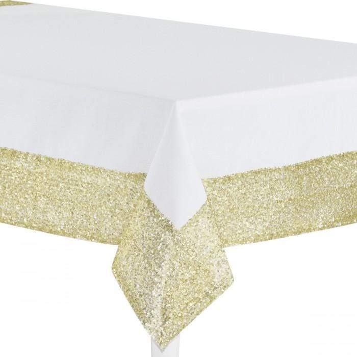 Tovaglia natalizia 6 posti con ricami barocchi 170x210 cm con balze - Dolci pensieri gift