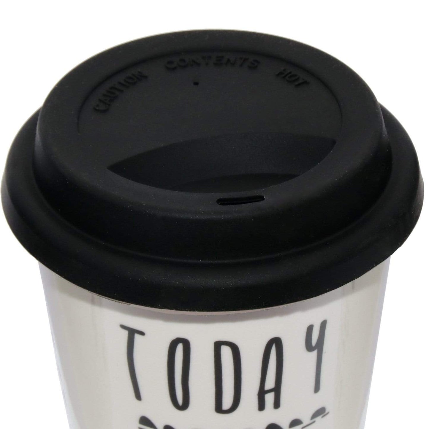 Travel mug tazza termica con tappo in silicone porcellana bianca e frasi - Dolci pensieri gift