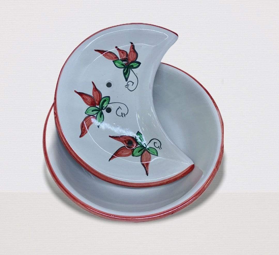 Tropea " Sponzapane" in ceramica dipinto a mano con peperoncino decorazione peperoncini 22 cm - Dolci pensieri gift
