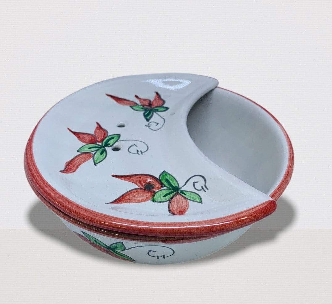Tropea " Sponzapane" in ceramica dipinto a mano con peperoncino decorazione peperoncini 22 cm - Dolci pensieri gift