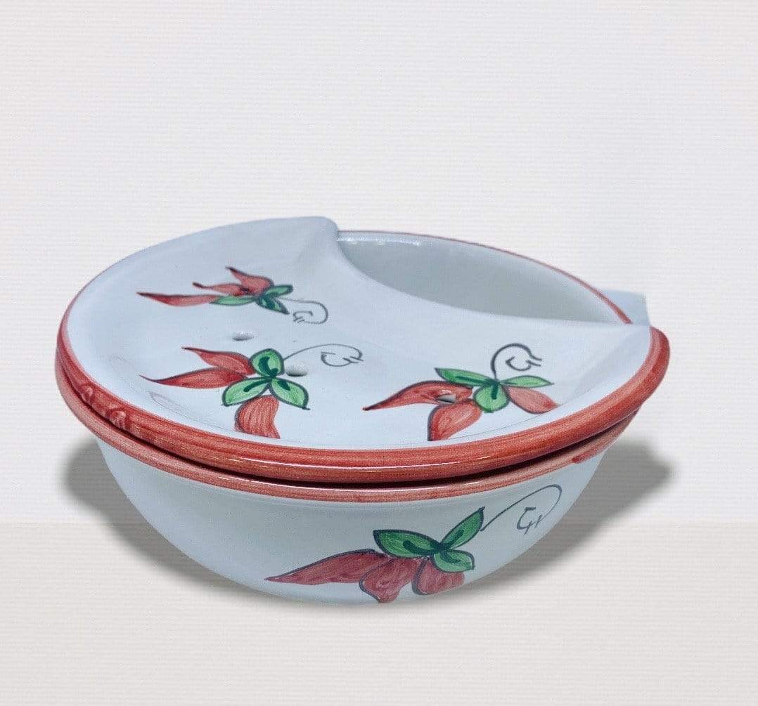 Tropea " Sponzapane" in ceramica dipinto a mano con peperoncino decorazione peperoncini 22 cm - Dolci pensieri gift