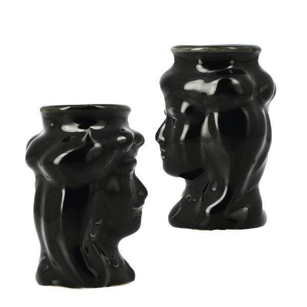 VASETTO TESTE DI MORO 2 ASSORTITI PORCELLANA LUCIDA NERO 4,5X6,5 - Dolci pensieri gift