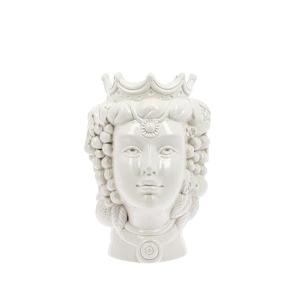 VASO TESTA DI MORO DONNA BIANCA FRUTTA CERAMICA D. 18X25 - Dolci pensieri gift