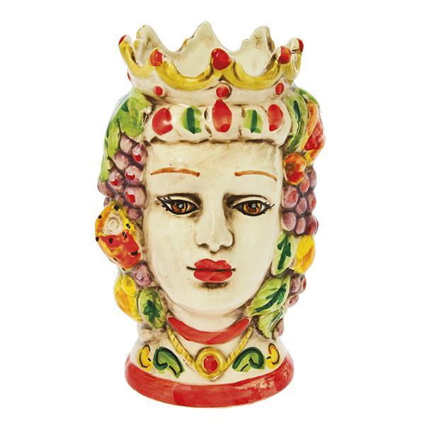 VASO TESTA DI MORO REGINA FRUTTA COLORATA CERAMICA CALTAGIRONE D. 18X28 - Dolci pensieri gift
