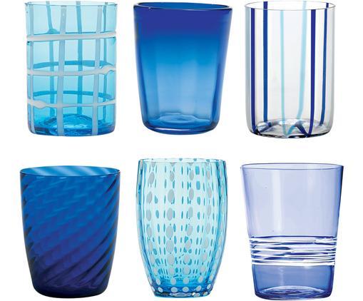 ZAFFERANO Bicchiere acqua in vetro Melting Pot Sea, set di 6 tonalita blu - Dolci pensieri gift