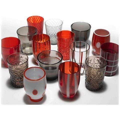 ZAFFERANO Bicchiere acqua in vetro Melting Pot , set di 6 tonalita Rosso - Dolci pensieri gift