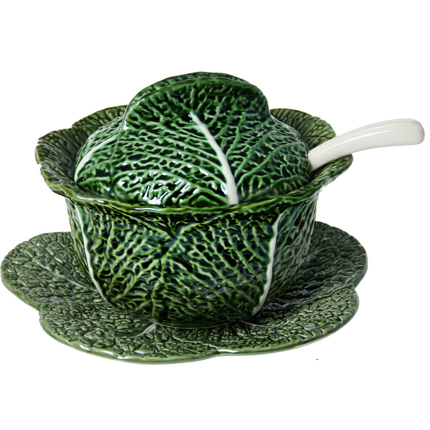 Zuppiera decoro forma insalata in ceramica verde con mestolo in ceramica - Dolci pensieri gift