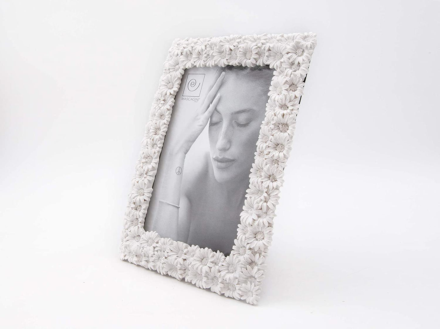 Cornice bianca margherite resina 10x15 - Dolci pensieri gift
