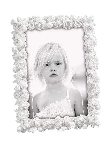 Cornice in resina bianca con rose 15x20 cm - Dolci pensieri gift