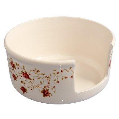 Portapiatti in ceramica bianca con decorazione rose shabby chic rosaspina - Dolci pensieri gift