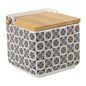 SALIERA BARATTOLO CON COPERCHIO IN LEGNO 12X12X12  MOTIVO COSTIERA