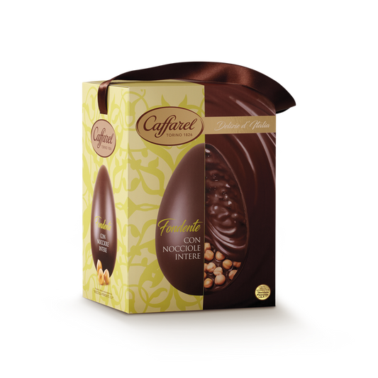 Uovo Delizie d'Italia Fondente e Nocciole Intere Caffarel 530g DIMENSIONI: L 18,3cm x H 25,4cm