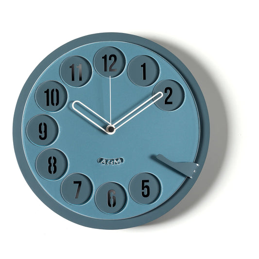 OROLOGIO VINTAGE PETROLIO BLU/OLTREMARE IN FERRO E PLEXIGLASS Dimensioni: ⌀ 30cm, 4cm di spessore
