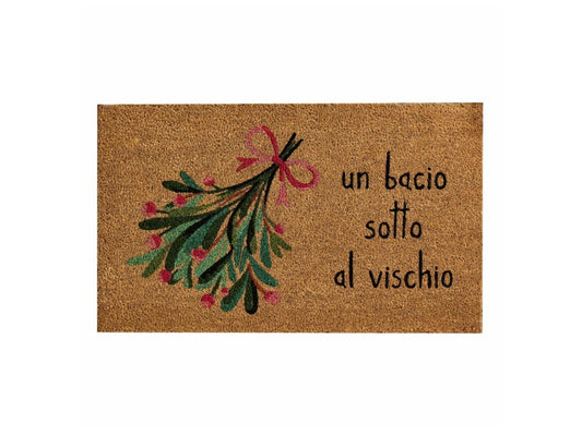 ZERBINO NATALIZIO IN COCCO UN BACIO SOTTO AL VISCHIO Misura: 45x75 cm SALDI