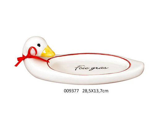 PIATTO CERAMICA DECORO OCA FOIE GRAS  BIANCO ROSSO