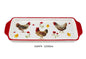 PIATTO TORTA VASSOIO CERAMICA DECORO GALLINA ROSSO BIANCO