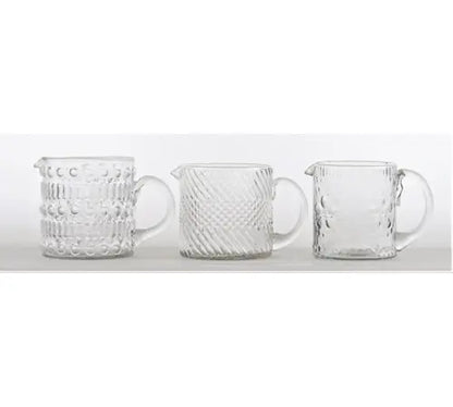 BROCCA IN VETRO CON MANICO 3 DECORI Misura: 9,5x9,5x11cm CUCINA VASO