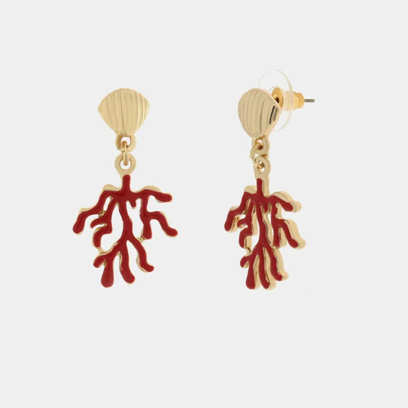 Orecchini in Metallo con corallo rosso